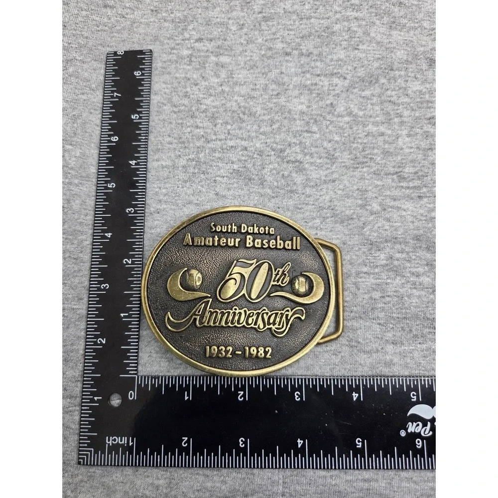 South Dakota Amateur Baseball League 50th Anniversary Solid Brass Belt Buckle
